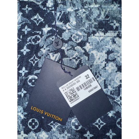 Louis Vuitton Tapestry Regular Denim Blue Monogram Logo Jeans Pants 32 - Picture 6 of 15